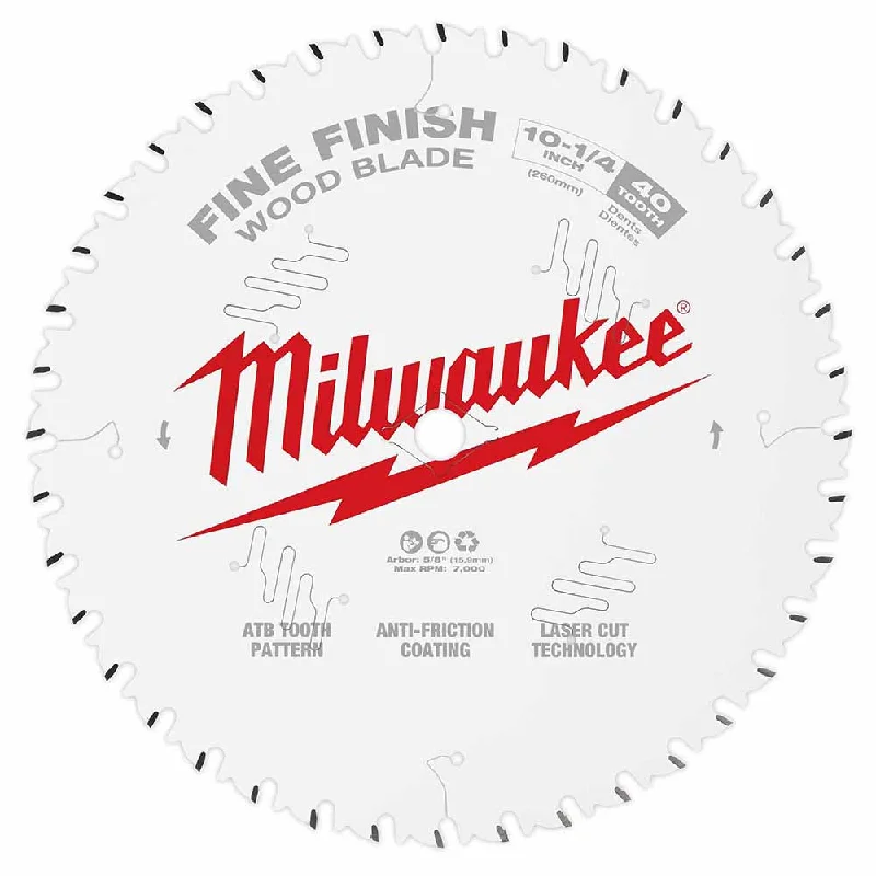 Circular Saw Blades for Tougher Materials-Milwaukee 48-40-1040 10-1/4" 40T Fine Finish Circular Saw Blade