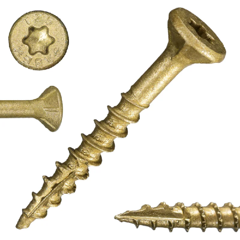 Stainless Steel Screws for Kitchen Installations-9 x 1-1/2" Star Drive Tan SaberDrive® Deck Screws 5 lb. Tub (758 pcs.)