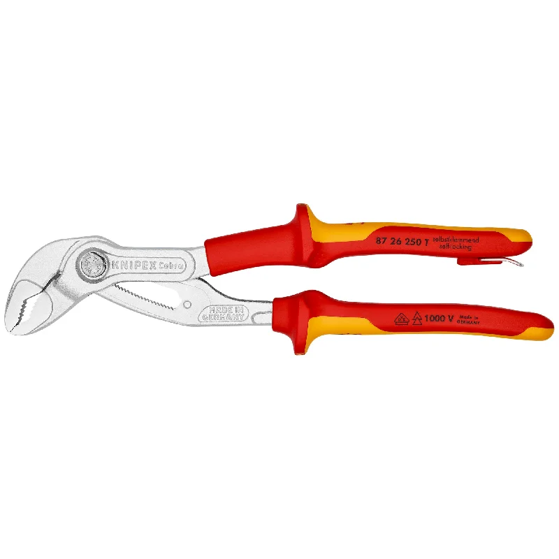 Heavy-Duty Pliers for Tough Jobs-Knipex 87 26 250 T 10" Cobra® High-Tech Water Pump Pliers-1000V Insulated-Tethered Attachment