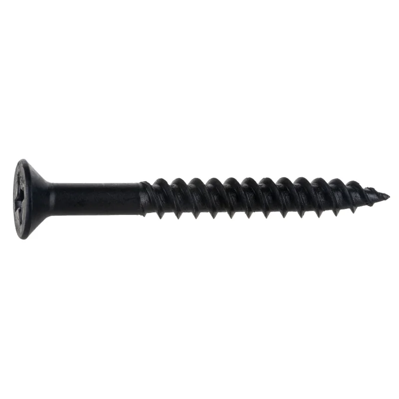 Anti-Rust Screws for Outdoor Use-#8 x 1-1/2" Black Phosphate Steel Phillips Flat Head TwinFast Wood Screws