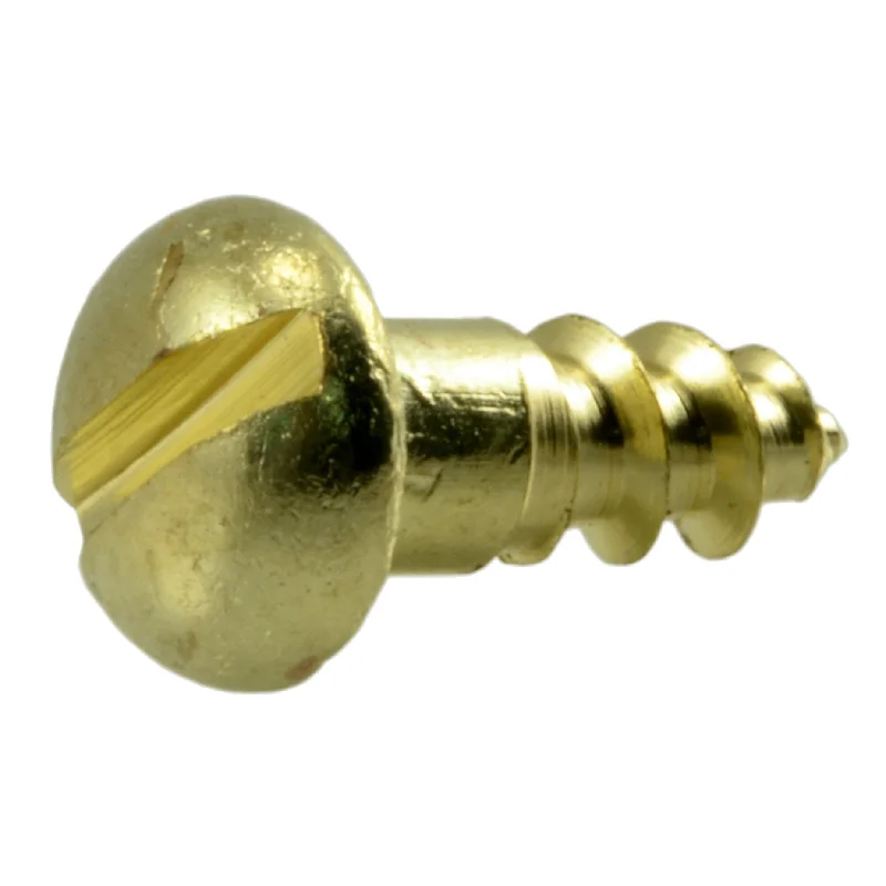 Wood Screws with Threaded Shaft for Strong Hold-#6 x 3/8" Brass Slotted Round Head Wood Screws