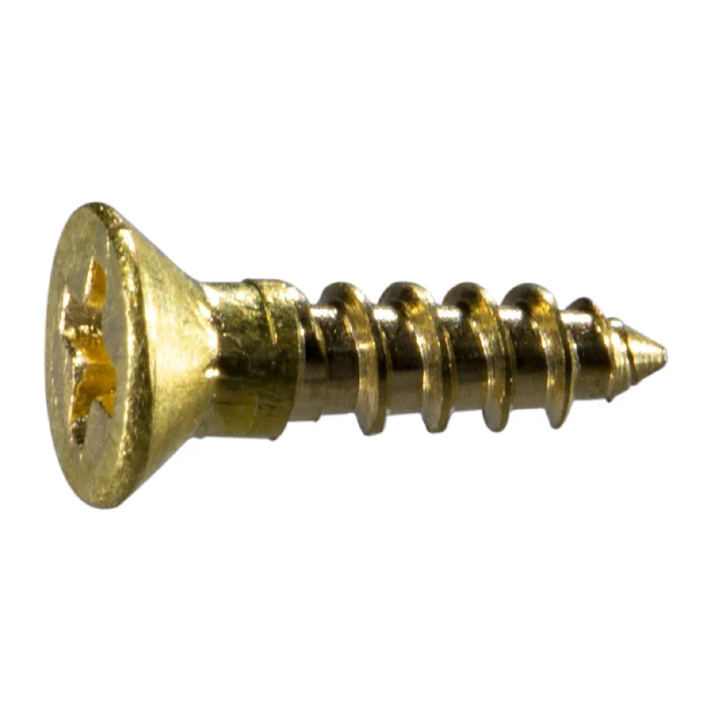 Screws for Cabinet Assembly and Furniture-#3 x 3/8" Brass Phillips Flat Head Wood Screws