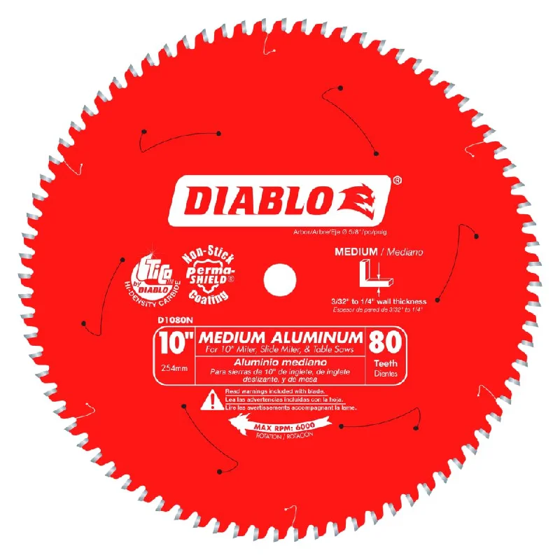 Blade Saw Blades for Hardwood Flooring Installations-Diablo D1080N 10" 80T TCG Non-Ferrous Metal Miter Cutting Saw Blade