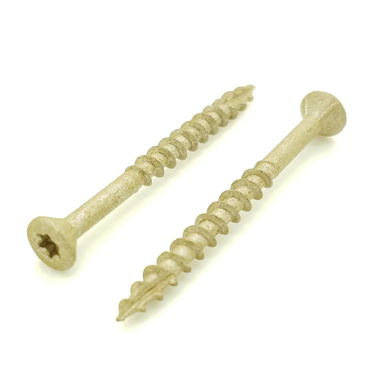 Screws for DIY Plumbing Projects-100 Qty #8 x 2" Inch Tan Fence & Deck Screws | Torx Star Drive | Bit Included (BCP918)