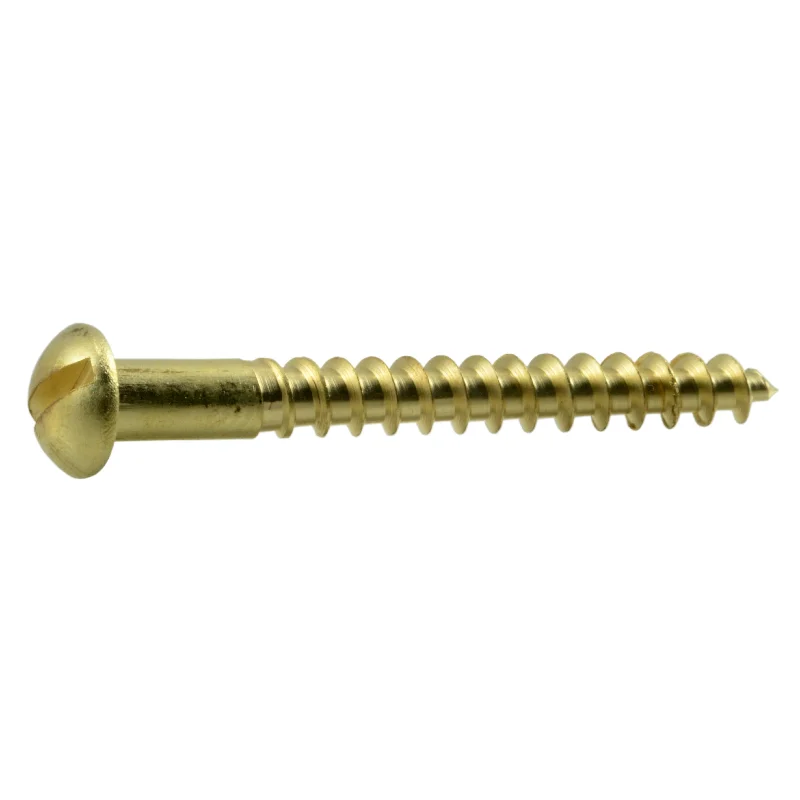 Screws for Tiling and Flooring Work-#8 x 1-1/2" Brass Slotted Round Head Wood Screws