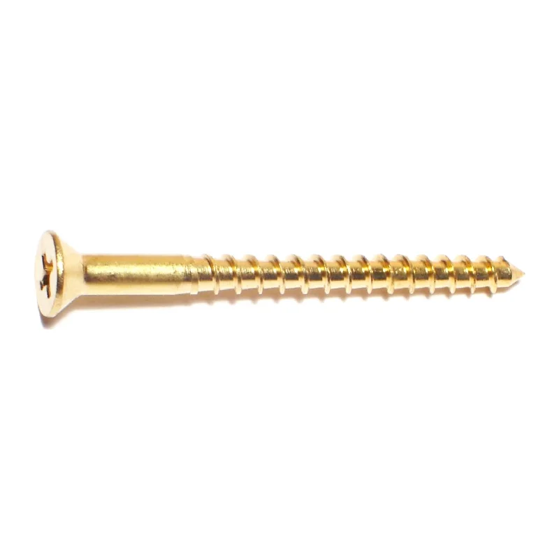 Screws for Electrical Panels and Switchboards-#8 x 2" Brass Phillips Flat Head Wood Screws