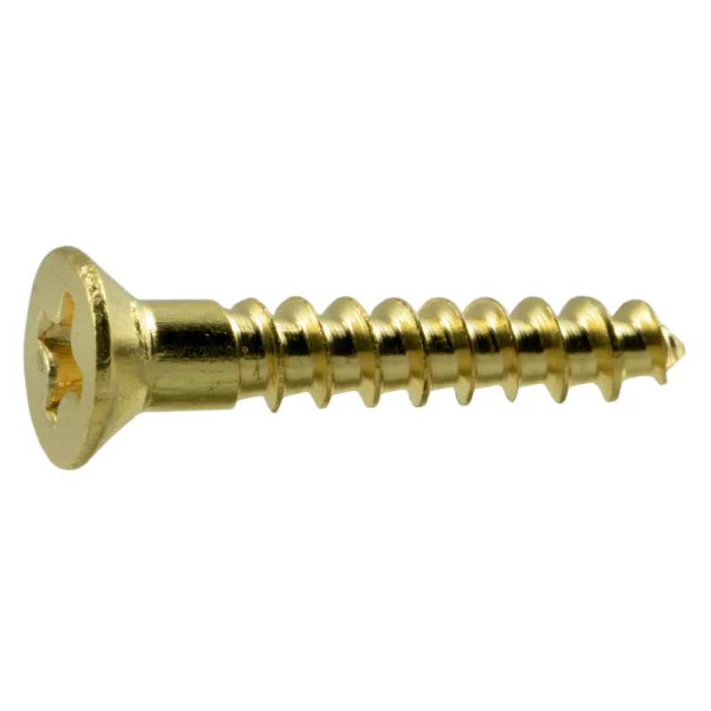 Screws for Fastening Hardware and Components-#5 x 3/4" Brass Phillips Flat Head Wood Screws (100 pcs)