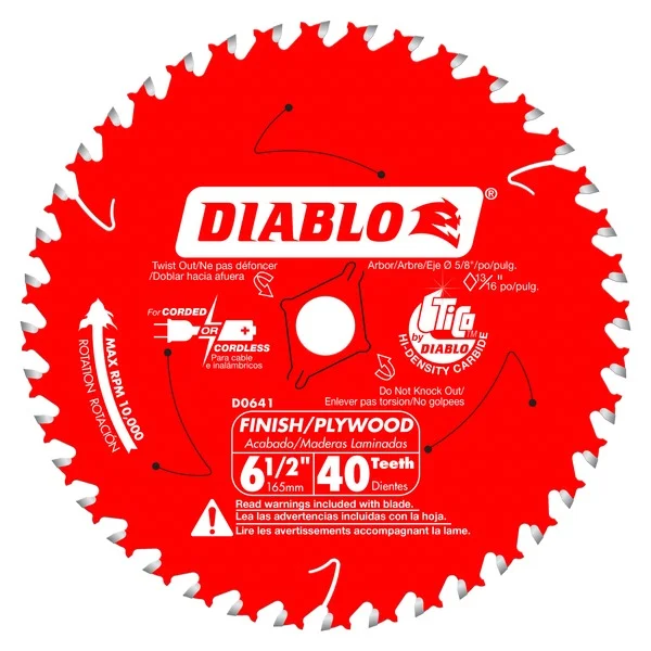 Abrasive Saw Blades for Cutting Metal-Diablo D0641A 6-1/2 in. x 40 Tooth Finish Trim Saw Blade