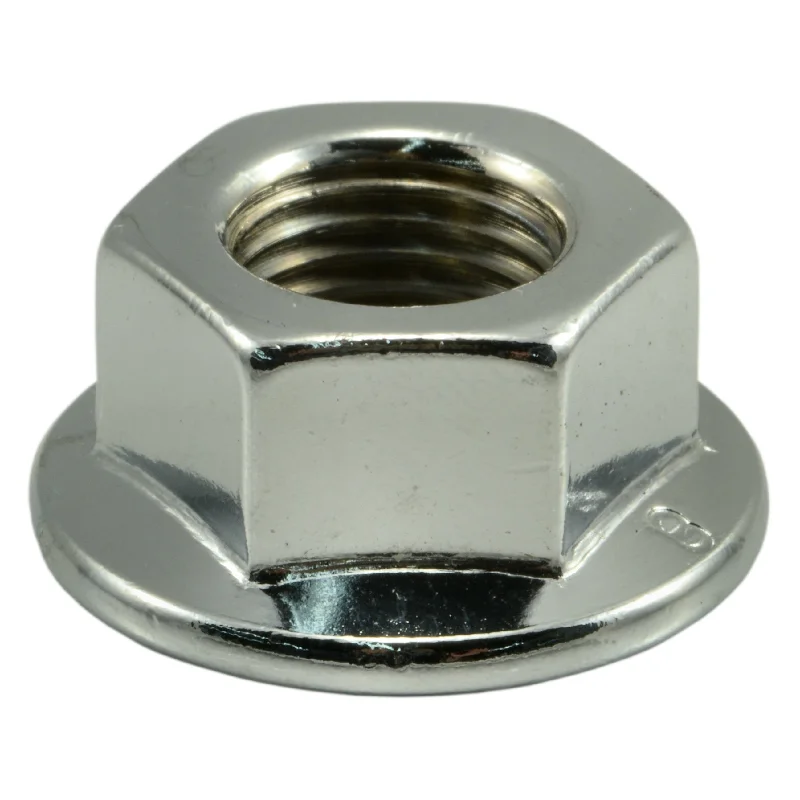 Large Hex Nuts for Outdoor Equipment Installation-12mm-1.25 Chrome Plated Steel Extra Fine Thread Flange Nuts (4 pcs.)