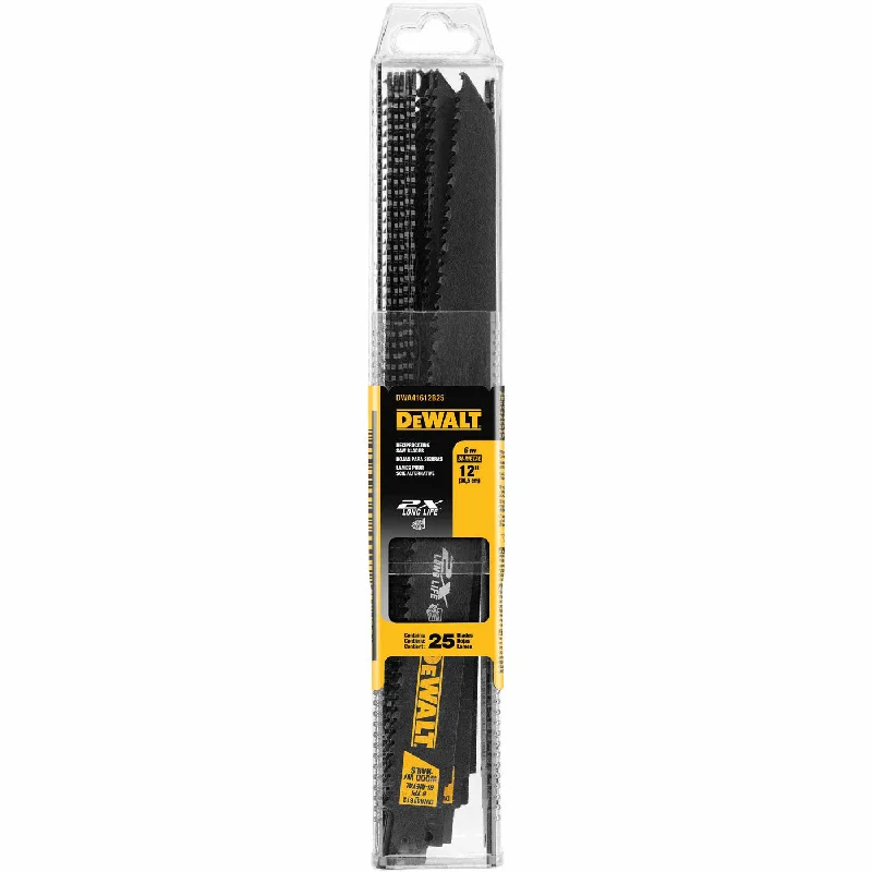 Angle Grinder Saw Blades for Metal Cutting-DeWalt DWA41612B25 12" 6TPI 2X Reciprocating Saw Blade 25 Pack