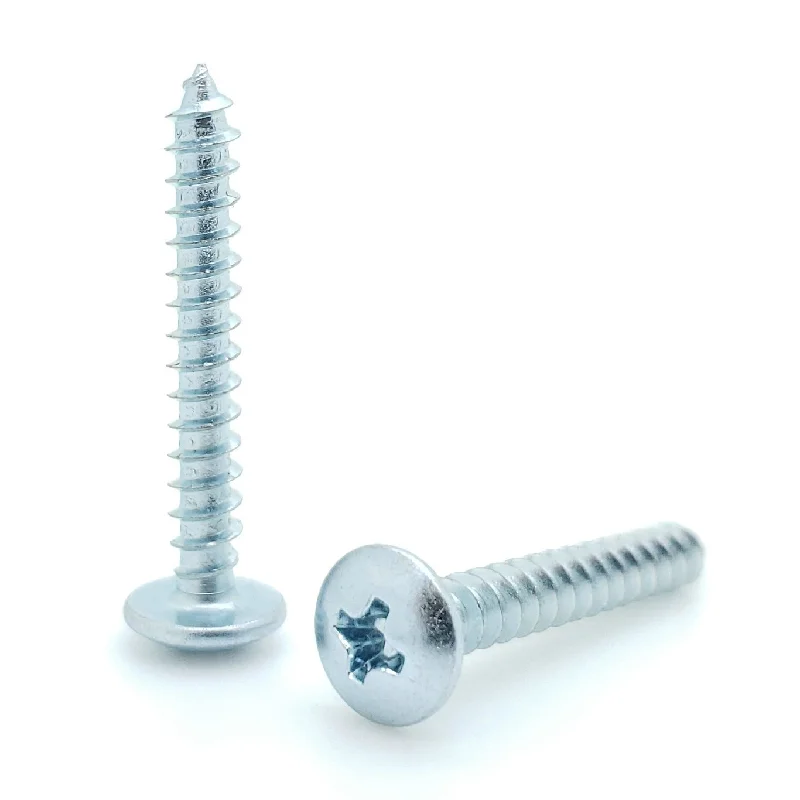 Wood Screws with Coarse Threads for Strong Grip-100 Qty #6 x 1" Zinc Plated Phillips Truss Head Wood Screws (BCP539)