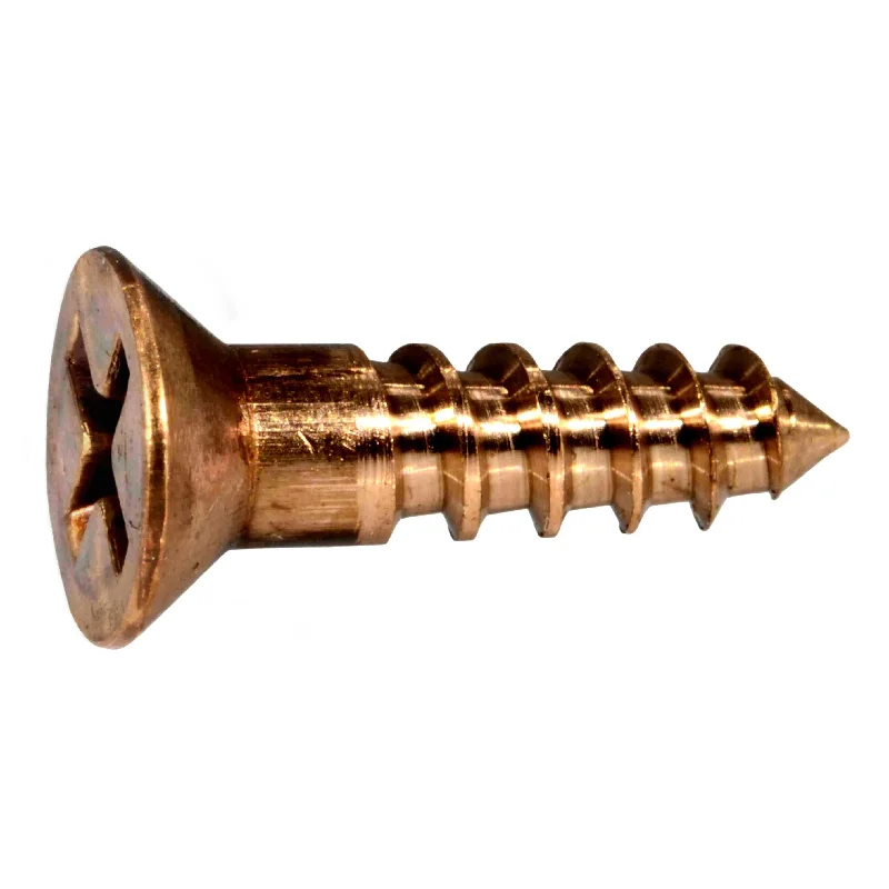 Screws for Industrial Equipment Assembly-#8 x 5/8" Silicon Bronze Phillips Flat Head Wood Screws