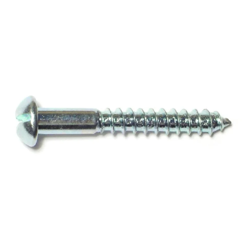 Screws for Attaching Handrails and Stairs-#8 x 1-1/4" Zinc Slotted Round Head Wood Screws (90 pcs.)