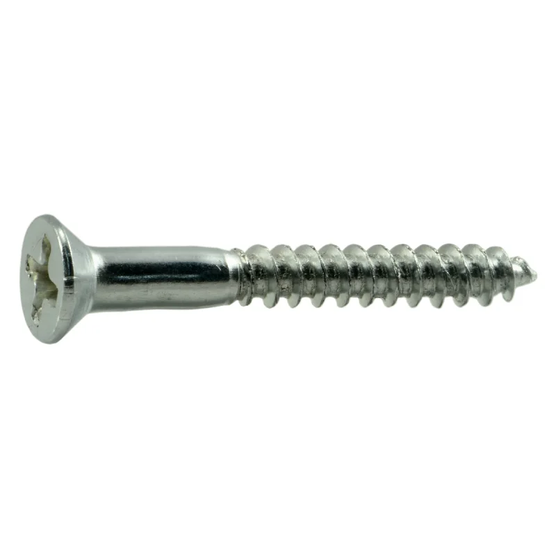 Outdoor Screws for Weatherproof Applications-#9 x 1-1/2" Zinc Plated Steel Phillips Flat Head Wood Screws