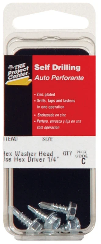 Screws with Cross Drive for Enhanced Grip-Hillman No. 8 x 3/4 in. L Hex Hex Washer Head Zinc-Plated Steel Sheet Metal Screws 5 pk (Pack of 10)