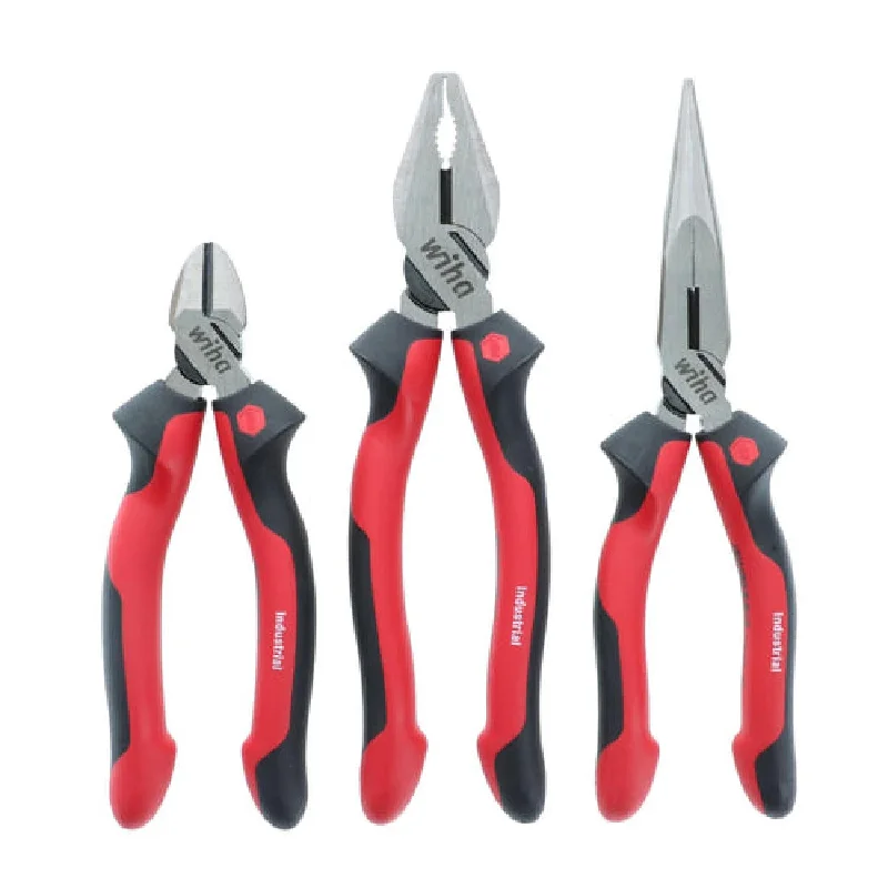 Needle Nose Pliers for Fine Detailing-Wiha Tools 30964 Industrial Pliers SoftGrip 3 Piece