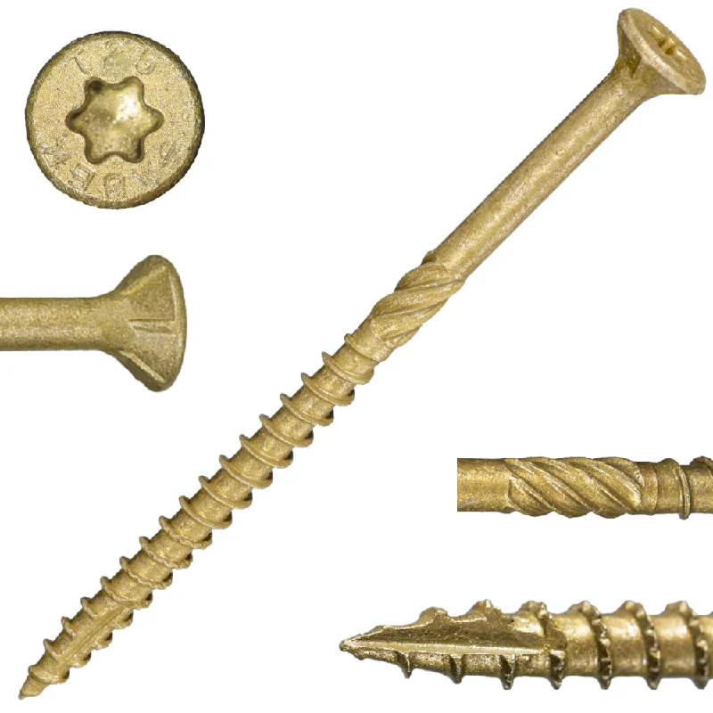 Screws for Structural Joinery in Woodworking-10 x 3-1/2" Star Drive Tan SaberDrive® Deck Screws 5 lb. Tub (275 pcs.)