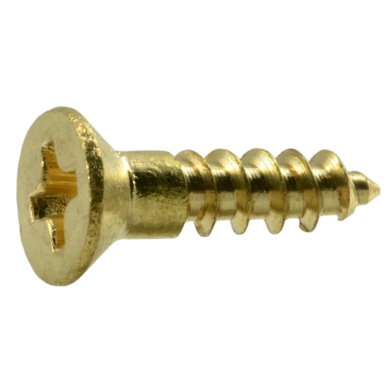 Screws for Reinforcing and Strengthening Joints-#5 x 1/2" Brass Phillips Flat Head Wood Screws (100 pcs)