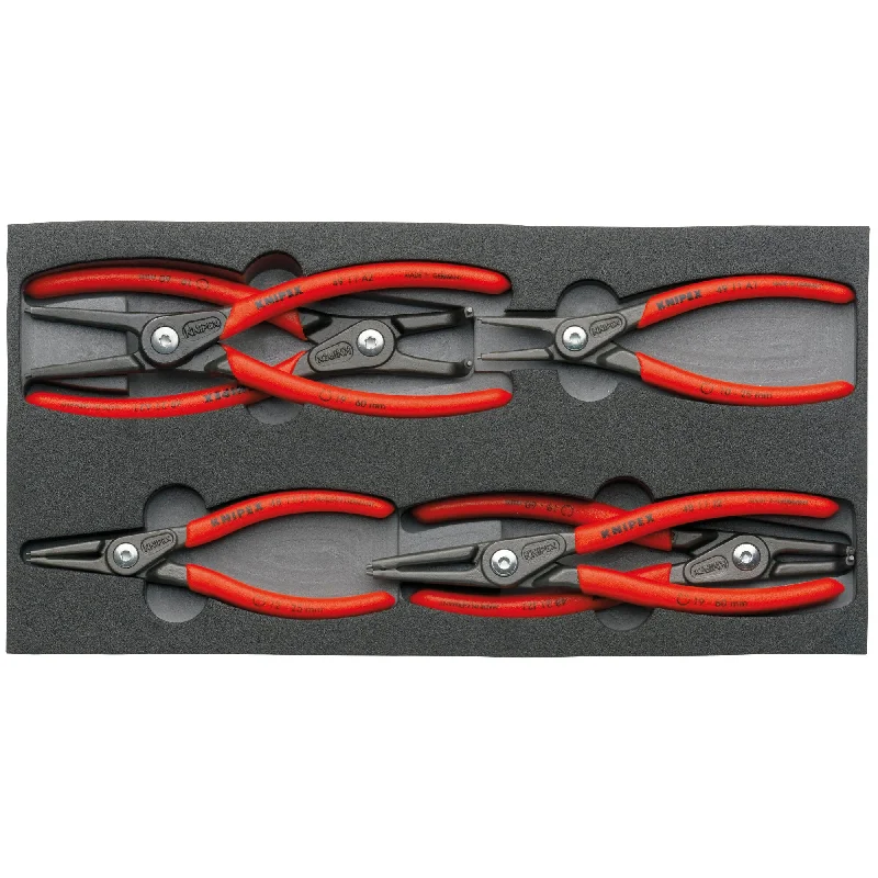 Heat-Treated Pliers for Maximum Strength-Knipex 00 20 01 V02 6 Pc Precision Snap Ring Pliers Set in Foam Tray