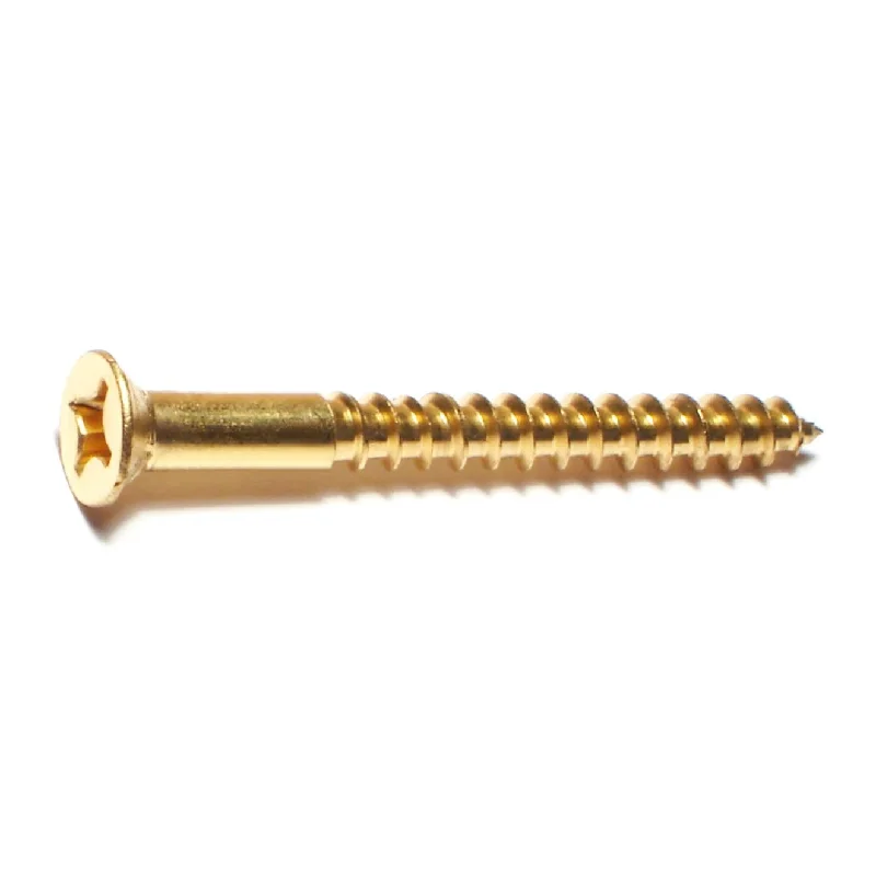 Small Screws for Precision Engineering-#10 x 2" Brass Phillips Flat Head Wood Screws