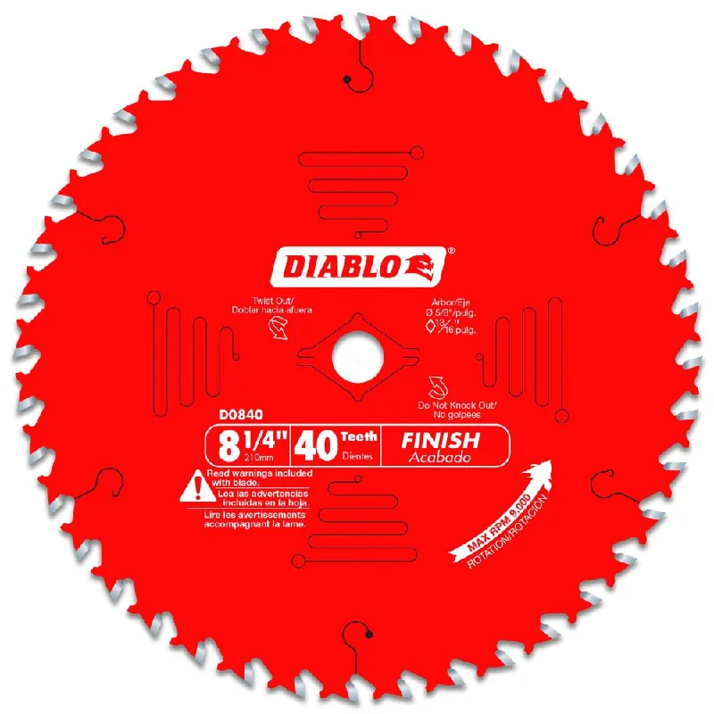 Saw Blades for Precision Cuts in MDF and Particle Board-Diablo D0840X 8-1/4" x 40 Finish Saw Blade