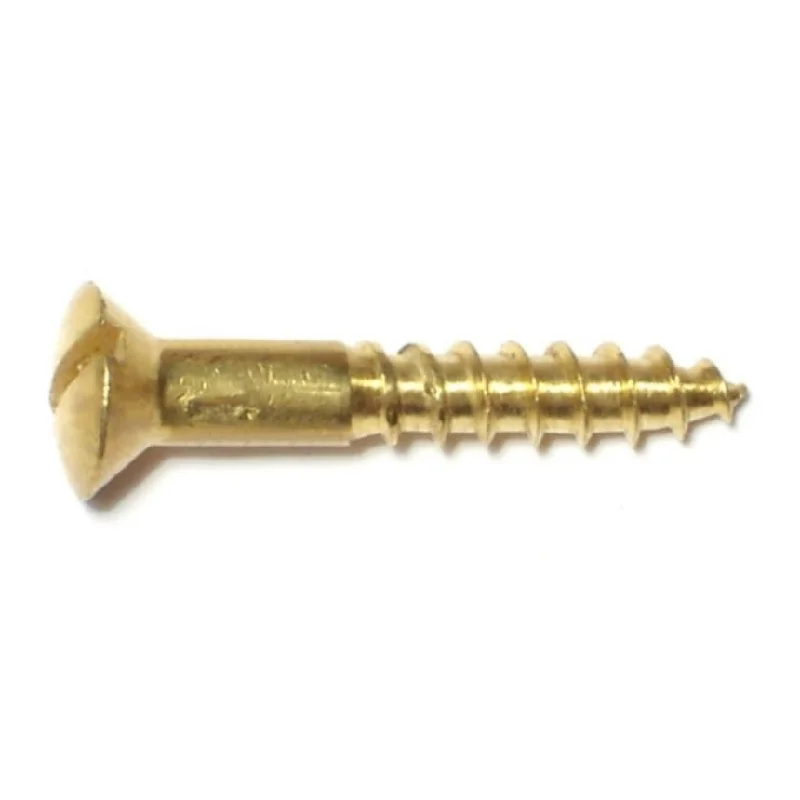 Heavy-Duty Screws for Construction Sites-#8 x 1" Brass Slotted Oval Head Wood Screws