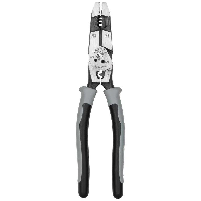 Needle Nose Pliers for Fine Detailing-Klein Tools J2159CRTP Side Cutting Pliers, 9-Inch Journeyman High Leverage Hybrid Pliers with Crimper, Fish Tape Puller and Wire Stripper