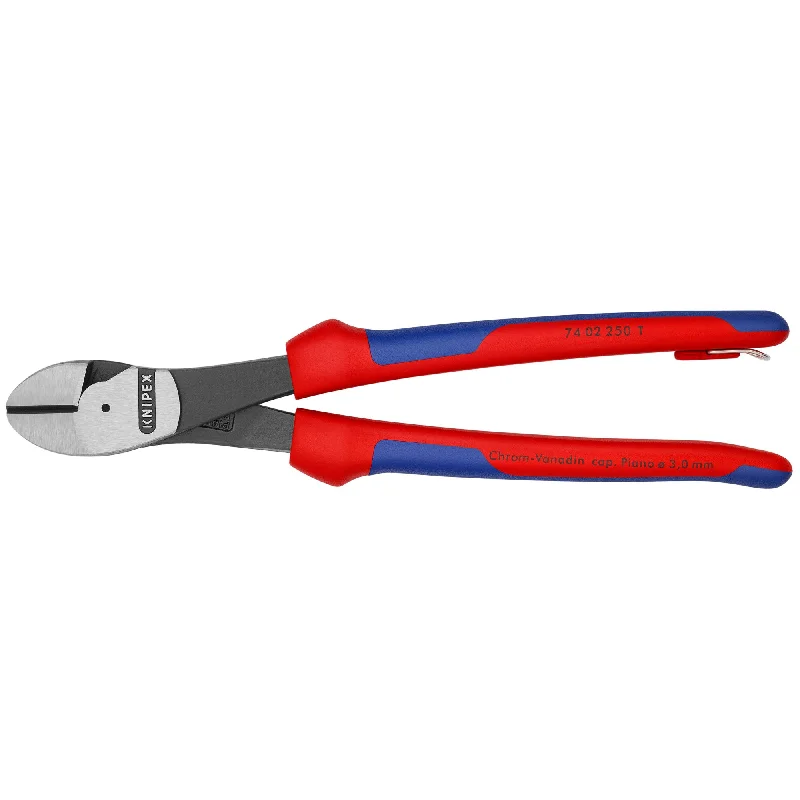 Professional-Grade Pliers for Mechanics-Knipex 74 02 250 T BKA 10" High Leverage Diagonal Cutters-Tethered Attachment