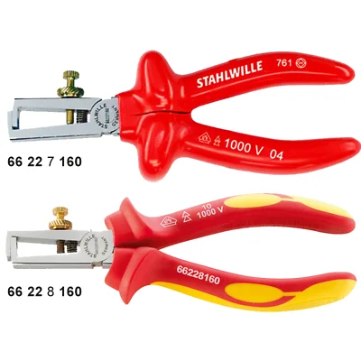 Ergonomic Pipe Cutters for Comfortable Handling-Stahlwille 66228160 6622 VDE Wire Stripping Pliers, 160mm