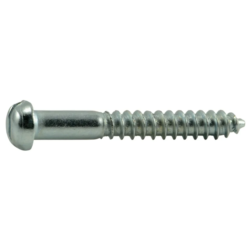 Screws with Cross Drive for Enhanced Grip-#4 x 7/8" Zinc Plated Steel Slotted Round Head Wood Screws