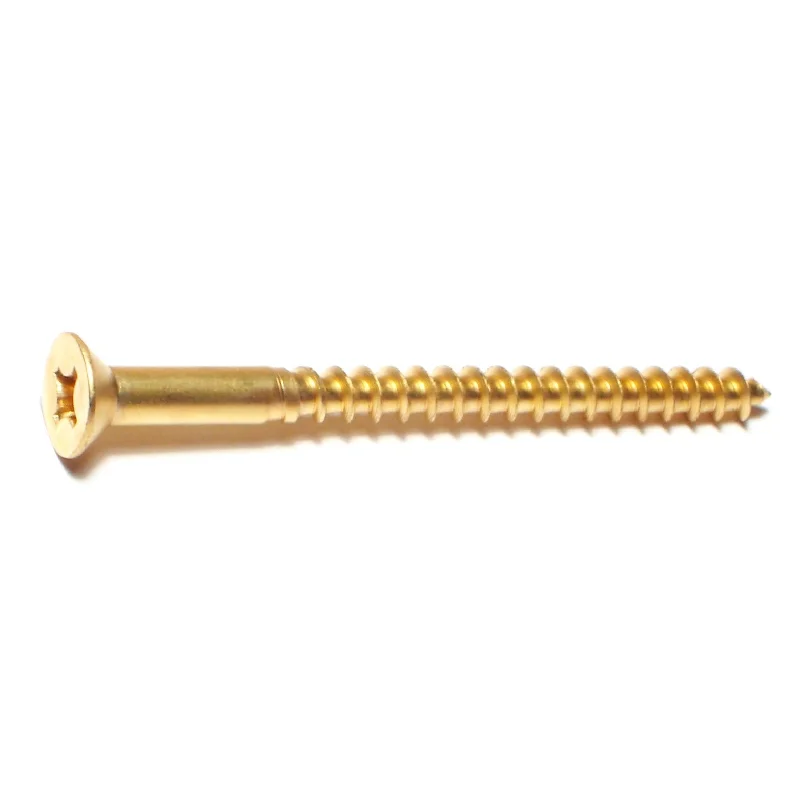 Screws for Mounting Signage and Fixtures-#10 x 2-1/2" Brass Phillips Flat Head Wood Screws