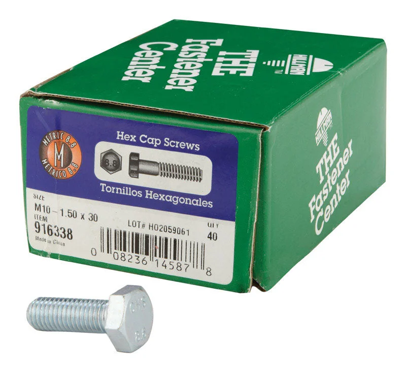 Sheetrock Screws for Drywall Installation-HILLMAN M10-1.50 mm D X 30 mm L Heat Treated Steel Hex Head Cap Screw 40 pk