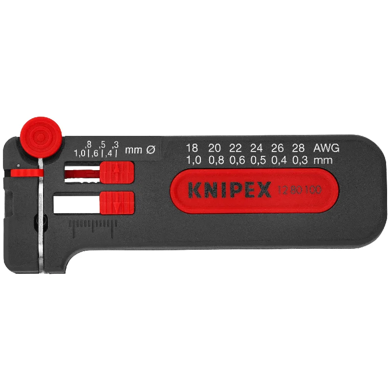 Pipe Cutters with Ergonomic Grip for Comfort-Knipex 12 80 100 SB 4" Mini Wire Stripper 18-28 AWG