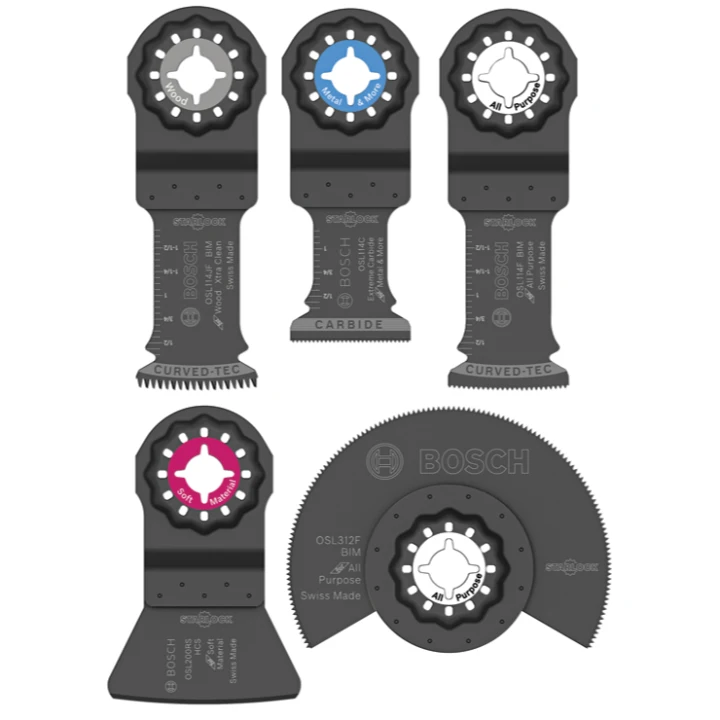 Diamond Grit Saw Blades for Tile Cutting-BOSCH OSL005C 5 pc. Starlock® Oscillating Multi-Tool Accessory Blade Set