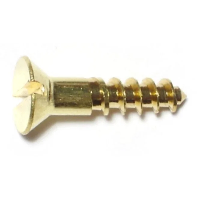 Screws for Drywall with Self-Drilling Tips-#8 x 7/8" Brass Slotted Flat Head Wood Screws