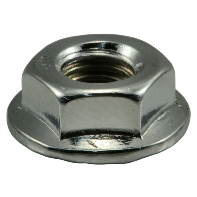 Heavy Duty Nuts for Construction Projects-1/4"-28 Chrome Plated Steel Fine Thread Flange Nuts (8 pcs.)