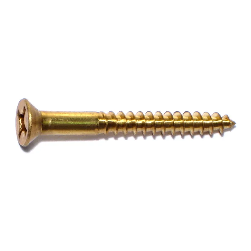 Heavy-Duty Screws for Construction Sites-#10 x 1-3/4" Brass Phillips Flat Head Wood Screws (100 pcs)