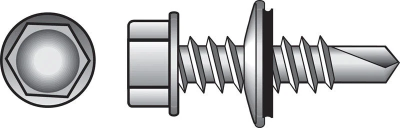 Self-Tapping Screws for Easy Installation-HILLMAN 1/4 in. X 3/4 in. L Hex Hex Washer Head Self-Drilling Screws 100 pk