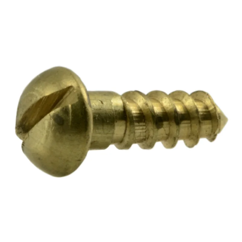 Self-Tapping Screws for Metal and Plastic-#4 x 3/8" Brass Slotted Round Head Wood Screws (20 pcs.)