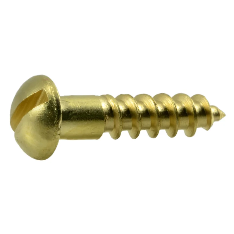 Heavy-Duty Screws for Metal and Steel-#6 x 1/2" Brass Slotted Round Head Wood Screws