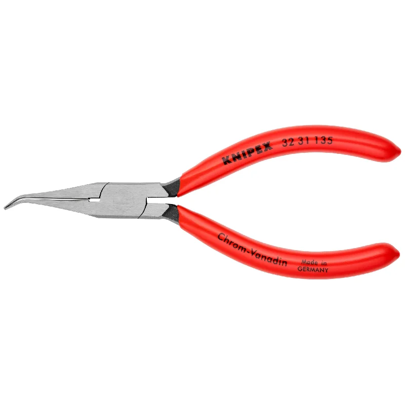 Cross-Action Pliers for Extra Pressure-Knipex 32 31 135 5 1/4" Long Nose Relay Adjusting 40° Angled Pliers-Flat Tips