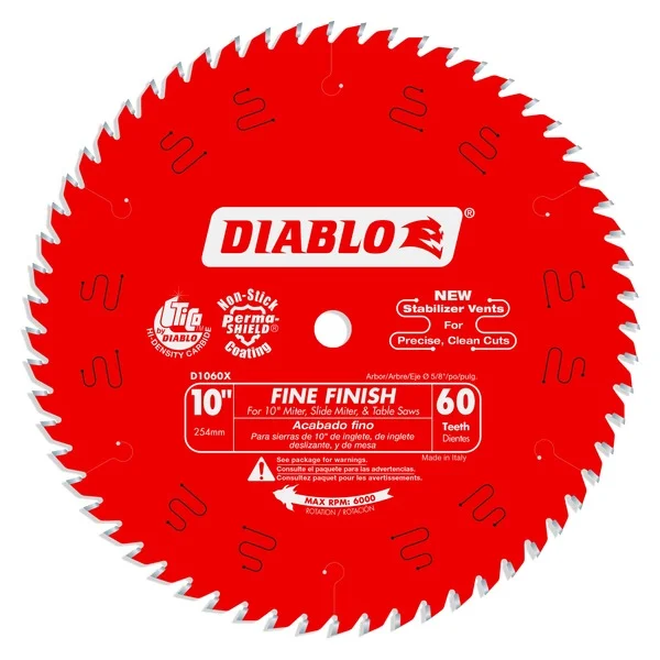 Multi-Function Saw Blades for Variety of Materials-Diablo D1060X 10 in. x 60 Tooth Fine Finish Saw Blade