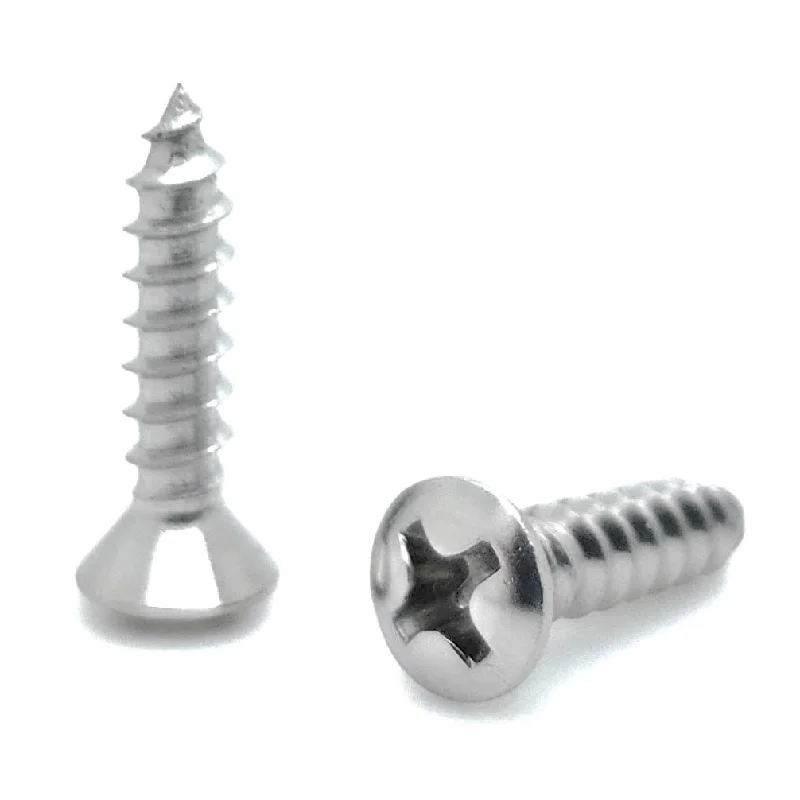 Screws for Assembling Metal Framework-100 Qty #6 x 5/8" Oval Head 304 Stainless Phillips Head Wood Screws (BCP619)