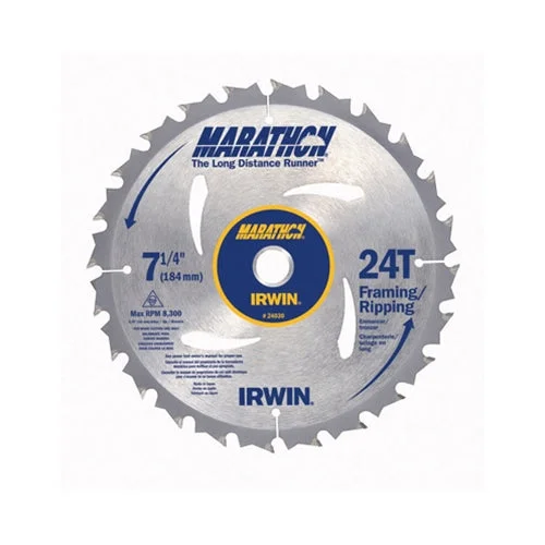 Toothed Saw Blades for Fast and Efficient Cutting-Irwin 24030 7-1/4" 24T Marathon Circular Saw Blade