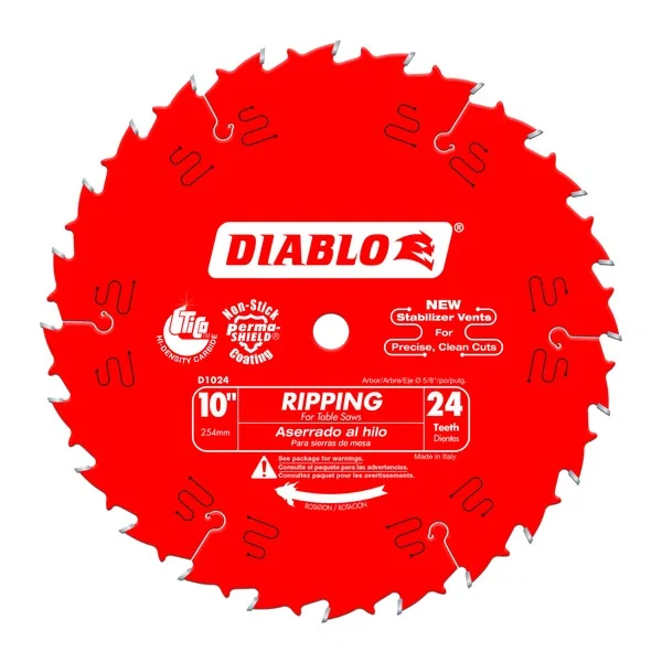 Woodworking Saw Blades for Furniture Construction-Diablo D1024X 10 in. x 24 Tooth Ripping Saw Blade