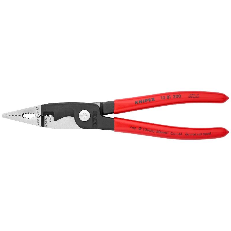 Heavy Duty Wire Cutting Pliers-Knipex 13 81 200 8" 6-in-1 Electrical Installation Pliers-Metric Wire