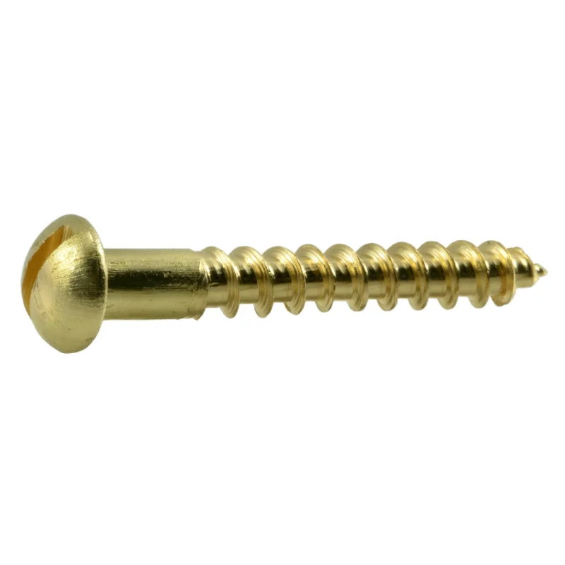 Screws with Torx Head for Extra Grip-#8 x 1-1/4" Brass Slotted Round Head Wood Screws