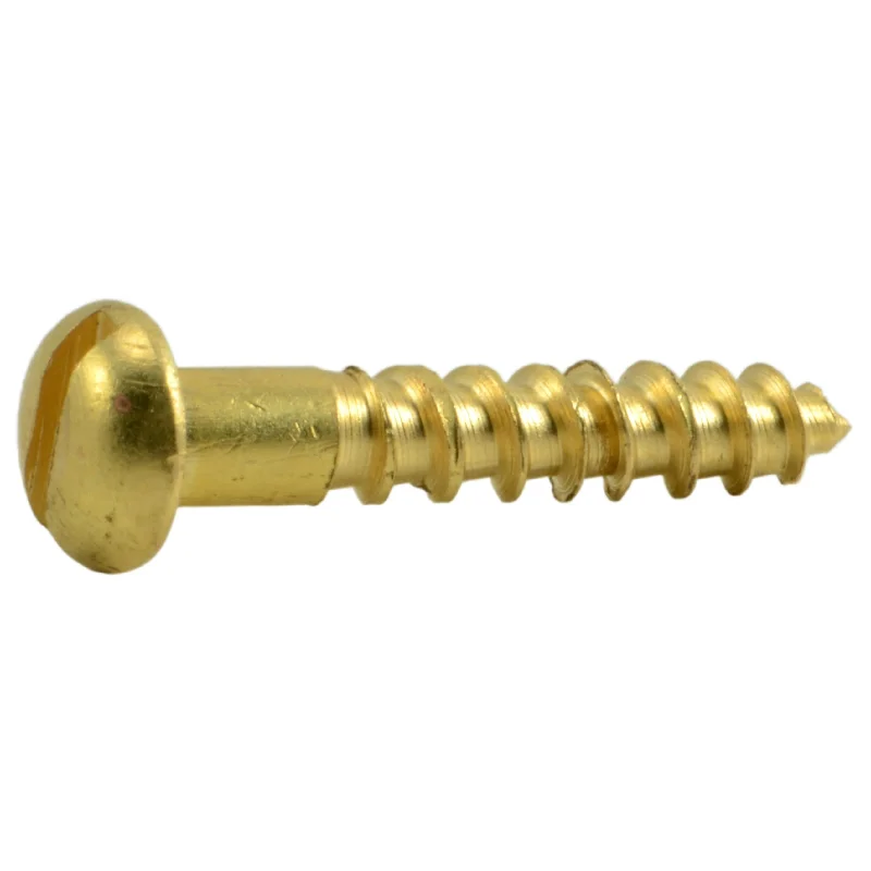 Screws for Securing Roofing Materials-#4 x 5/8" Brass Slotted Round Head Wood Screws