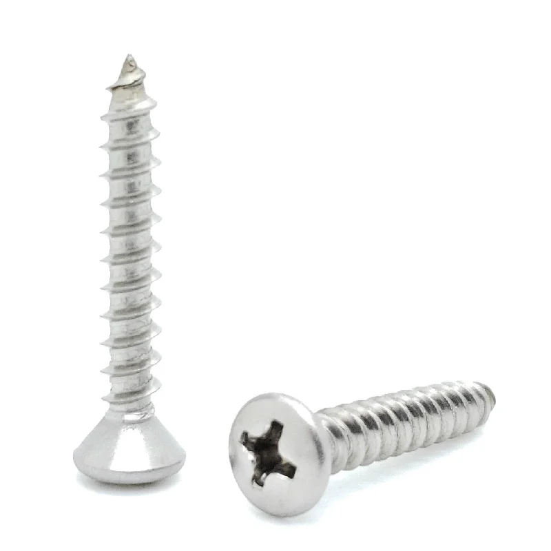 Screws for Drywall with Self-Drilling Tips-50 Qty #10 x 1-1/4" Oval Head 304 Stainless Phillips Head Wood Screws (BCP634)