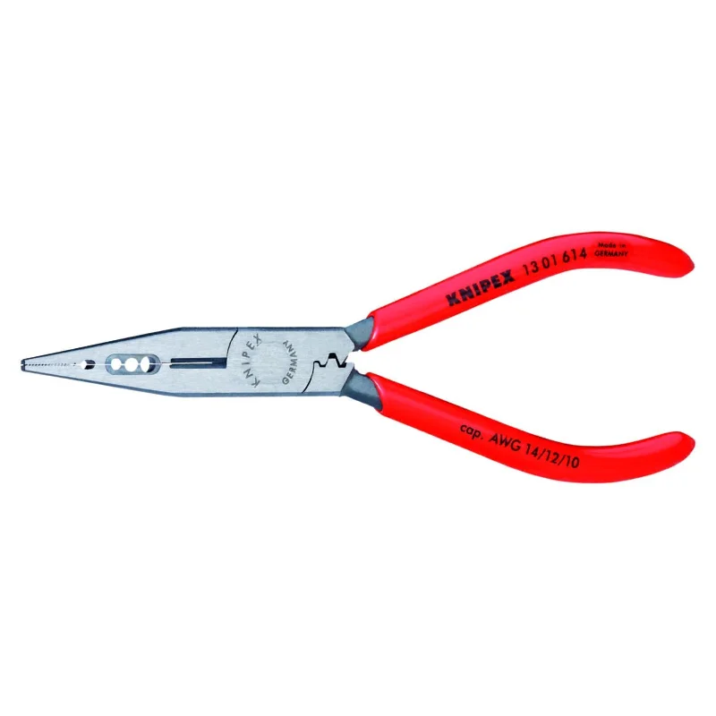 Professional Wire Cutters for Electricians-KNIPEX 13 01 614 4 in 1 Electricians Pliers - AWG 10,12,14